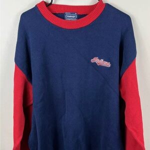 Vintage 90s Cleveleand Indians Script Sweater MLB XL Tribe Chief Wahoo Made USA